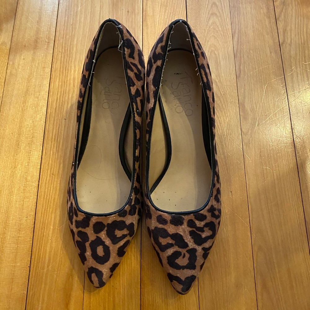 Franco Sarto Leopard Print Pointed‎ Toe Block Heels Women Size 6 M